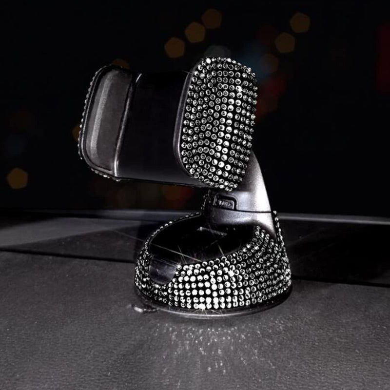 [Australia - AusPower] - GuoranGG Bling Car Phone Mount Crystal Cell Phone Holder with One More Air Vent Base,Universal 360°Adjustable Rhinestone Car Phone Holder Car Accessories for Women and Girls,Black Black 