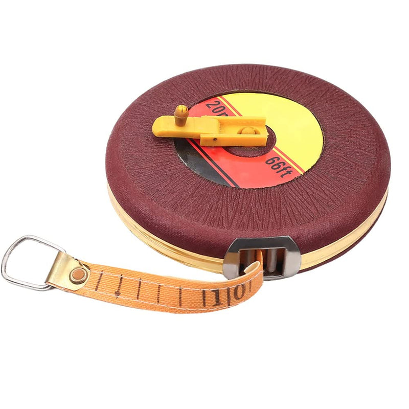 [Australia - AusPower] - Hegebeck Leather Tape Measure Closed Reel Tape Measure 66 Ft/20M Long Round Box Double-Sided Scale Retractable Non-Deformable Tape Measure for Sports Yard 1 PCS 