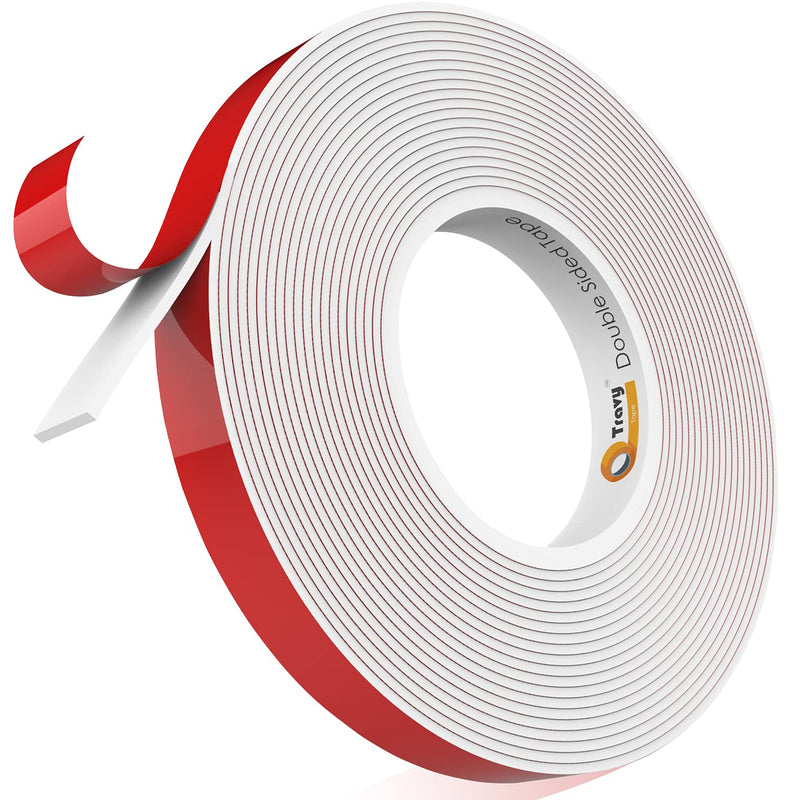 [Australia - AusPower] - Double Sided Foam Tape White, 16.5ft x 0.4in, PE Foam Tape Sponge Soft Mounting Adhesive Tape for Decorative and Trim,Car & Gap Filling Mountings,Home Decor, Office Décor. 