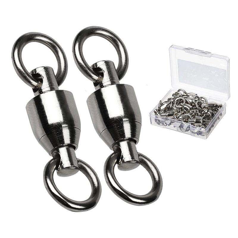 [Australia - AusPower] - AMYSPORTS Barrel Ball Bearing Swivel Saltwater Stainless Rolling Fishing Swivel Steel High Strength Fishing Swivels Connector Solid Welded Rings Black Nickel Size 0+0 (31lb) 50 pcs 