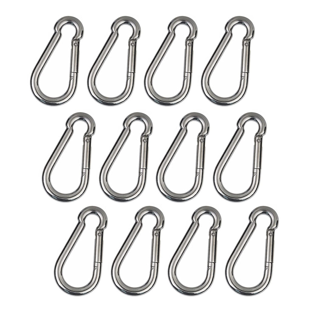 [Australia - AusPower] - 12 Pcs Spring Snap Hook Stainless Steel Carabiner Clip Small Keychain Quick Links for Camping Gear, Hang Bird Feeders, Dog Leash(M4 1.57 Inches) M4 