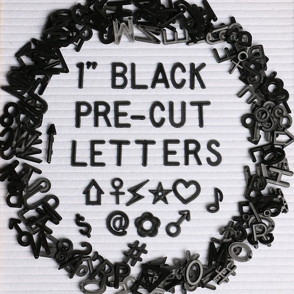 [Australia - AusPower] - 1 Inch Letters 252 pcs Black Pre-Cut Letters for Changeable Felt Letter Board Letters Black 1’’ Pre-Cut Plastic Black Letters Extra 1" Black Letters, Pre-cut 