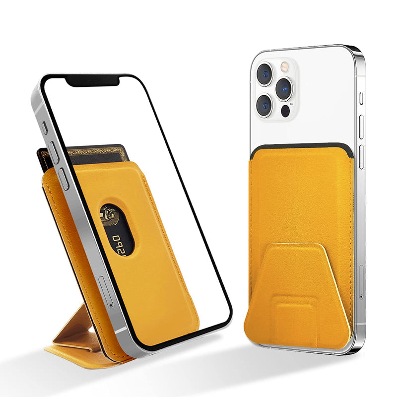 [Australia - AusPower] - Vesmatity Fold Leather Magnetic Stand&Wallet, Magsafe Wallet Card Holder for Back of Phone Grip【Removable&Wireless Charging Compatible】 iPhone Card Holder Compatible with iPhone 12 Pro Max (Orange) Orange 