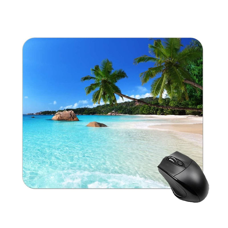[Australia - AusPower] - Mouse Pad,Beach and Coconut Trees Design Anti-Slip Rubber Mousepad with Durable Stitched Edges for Gaming Office Laptop Computer Beach And Coconut Trees Design One Size 