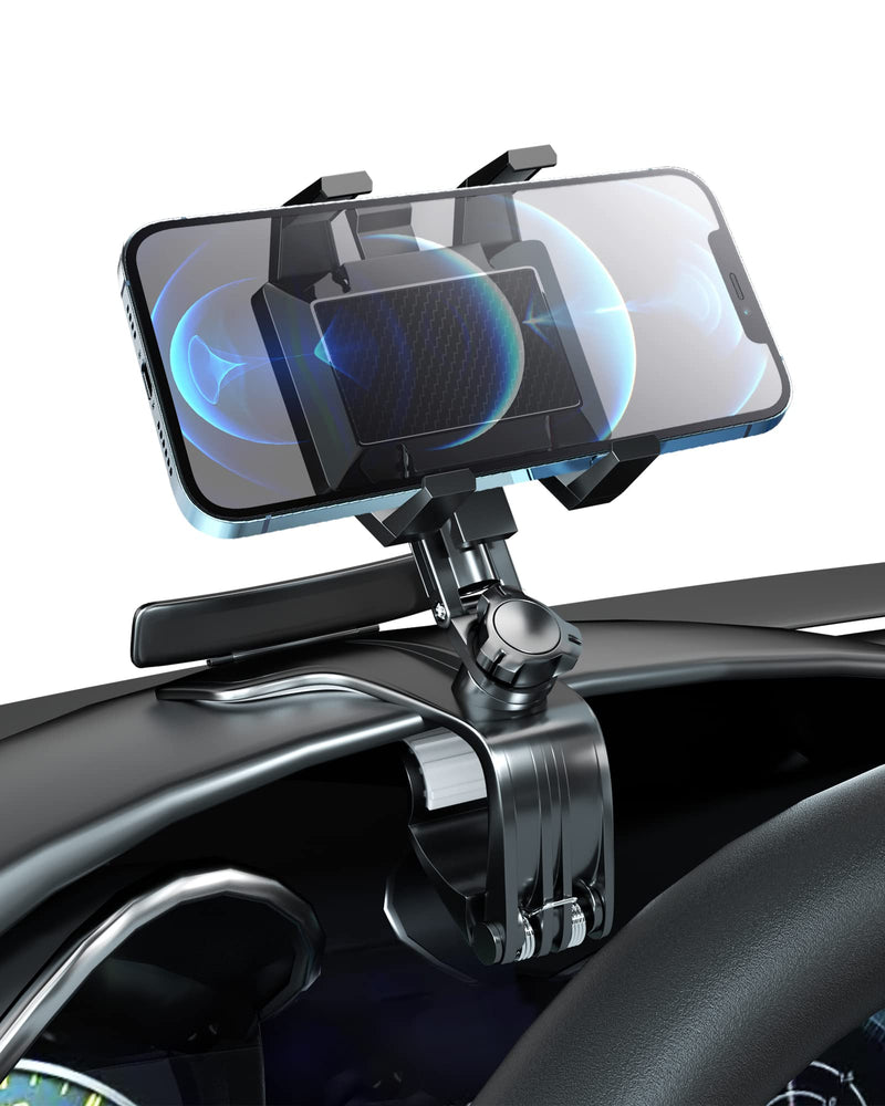 [Australia - AusPower] - Phone Holder for Car, Cell Phone Mount for Car Clamp Tight [Big Phone Friendly] Dashboard Rear View Mirror Universal Hand Free Car Phone Mount Compatible with All iPhone Android Smartphone 