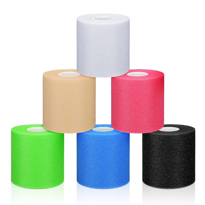 [Australia - AusPower] - 6 Pieces Foam Underwrap Athletic Foam Tape Sports Pre Wrap Athletic Tape Sports Tape for Ankles Wrists Hands and Knees, 2.75 x 30 Yards (Wheat, White, Blue, Green, Pink, Black) Wheat, White, Blue, Green, Pink, Black 