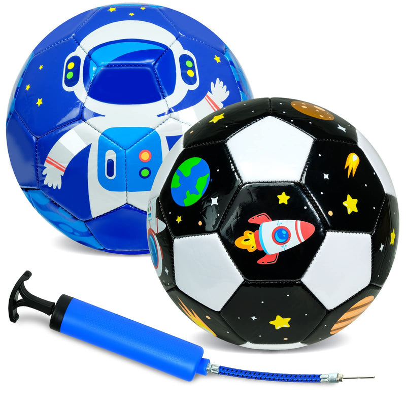 [Australia - AusPower] - Xcello Sports Kids Soccer Ball Soft Thick Durable TPU Cover 2 Pack with Pump (Available in Size 2, and Size 3) Black/White 