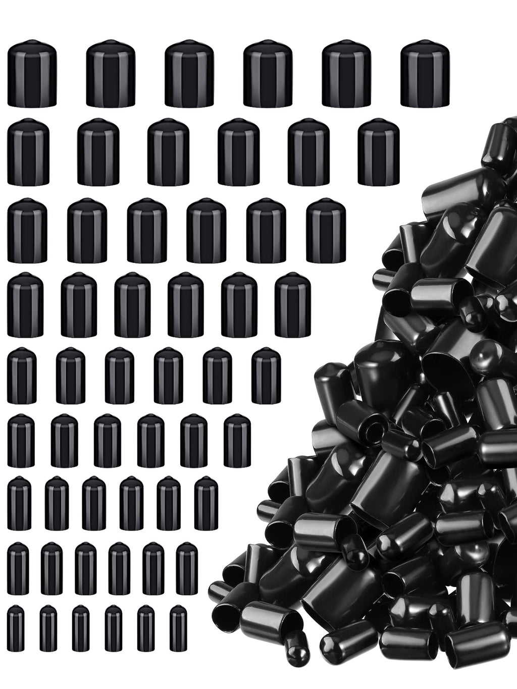 [Australia - AusPower] - 156 Pieces Rubber End Caps Screw Protector Caps Bolt Covers Rubber Bolt Covers Caps Rubber Screw Caps in 9 Sizes from 2/25 to 4/5 Inch (Black) Black 