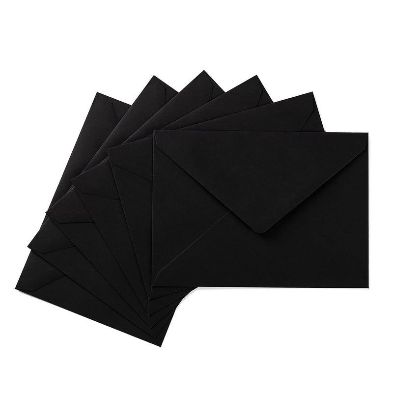 [Australia - AusPower] - 50 Pack A7 Colorful 5x7 Envelopes V Flap Invitation Envelopes for 5x7 Cards, Birthday, Weddings, Graduations, Greeting Cards, Baby Shower 5.24 x 7.24 Inches (Black) Black 
