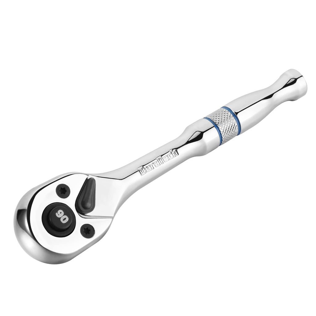 [Australia - AusPower] - DURATECH 1/4-Inch Drive Ratchet Handle, Ratchet Wrench, Socket Wrench, 90-Tooth, Quick-release Reversible, Chrome Alloy Made 1/4'' 
