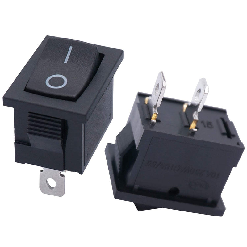 [Australia - AusPower] - 10PCS Mini Boat Rocker Switch,Snap in On/Off Switch 2 pin,AC 6A/250V 10A/125V,Rectangle,Black Rectangle 
