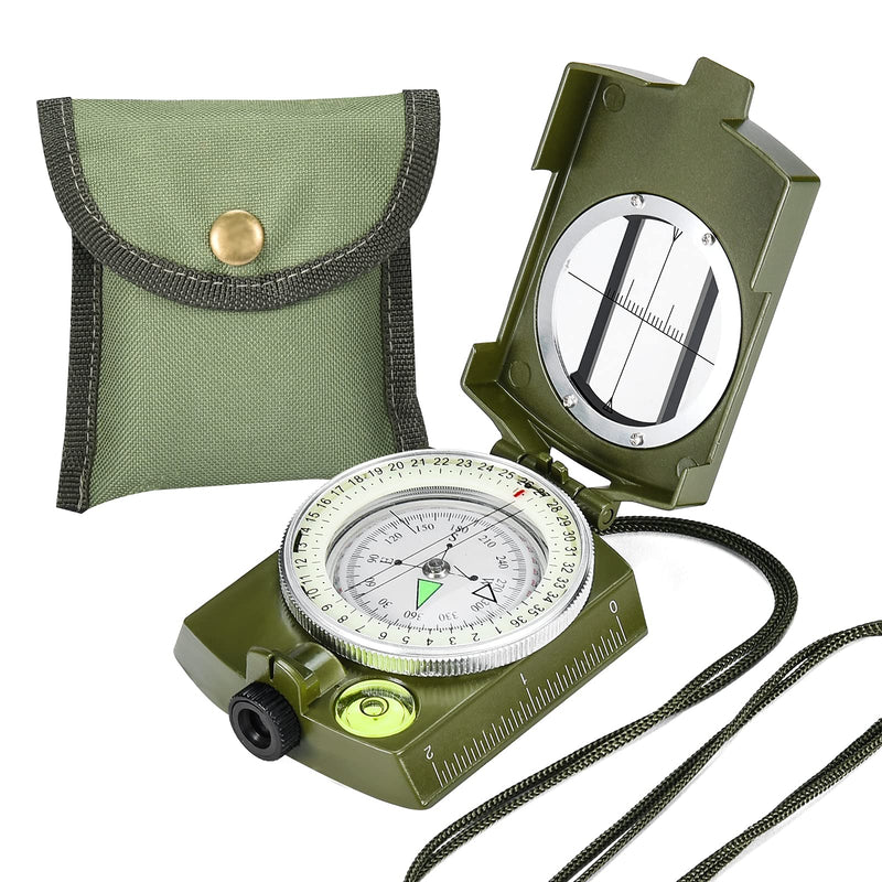 [Australia - AusPower] - zydxcccy Military Lensatic Sighting Compass Survival with Carrying Bag, Compass for Hiking,Waterproof and Shakeproof, Army Green 