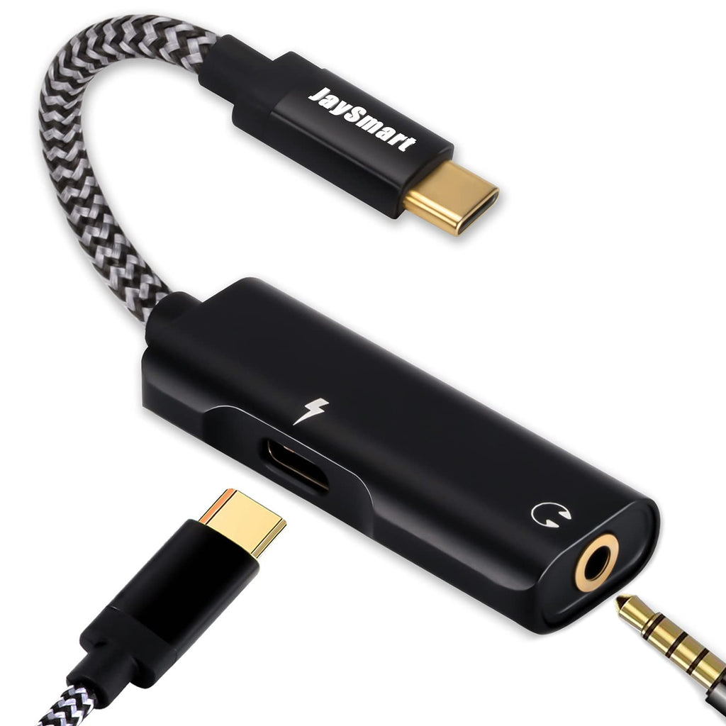 [Australia - AusPower] - JaySmart USB-C to 3.5mm Headphone and Charger Adapter, 2-in-1 Type-C to 3.5mm Audio Jack Charging Port Aux Cable Compatible with Samsung Galaxy S20/S21/Note 20 Ultra/10 Plus, i-Pad Pro Air 4 2020 2021 
