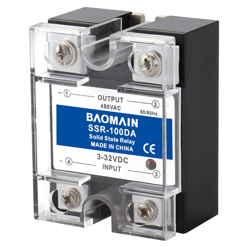 [Australia - AusPower] - Baomain Solid State Relay Module SSR-100DA 100A 3-32VDC / 480VAC DC to AC Resistance Regulator 