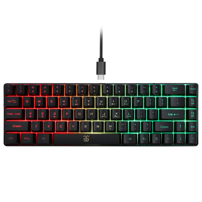 [Australia - AusPower] - Snpurdiri Wired 65% Gaming Keyboard, 68 Keys Mini Keyboard RGB Backlit,More Pratical Arrow Keys and Edit Keys Than 60 Keyboard, for PC/Mac Gamer, Typist, Travel(Black) Black(detachable cable) 