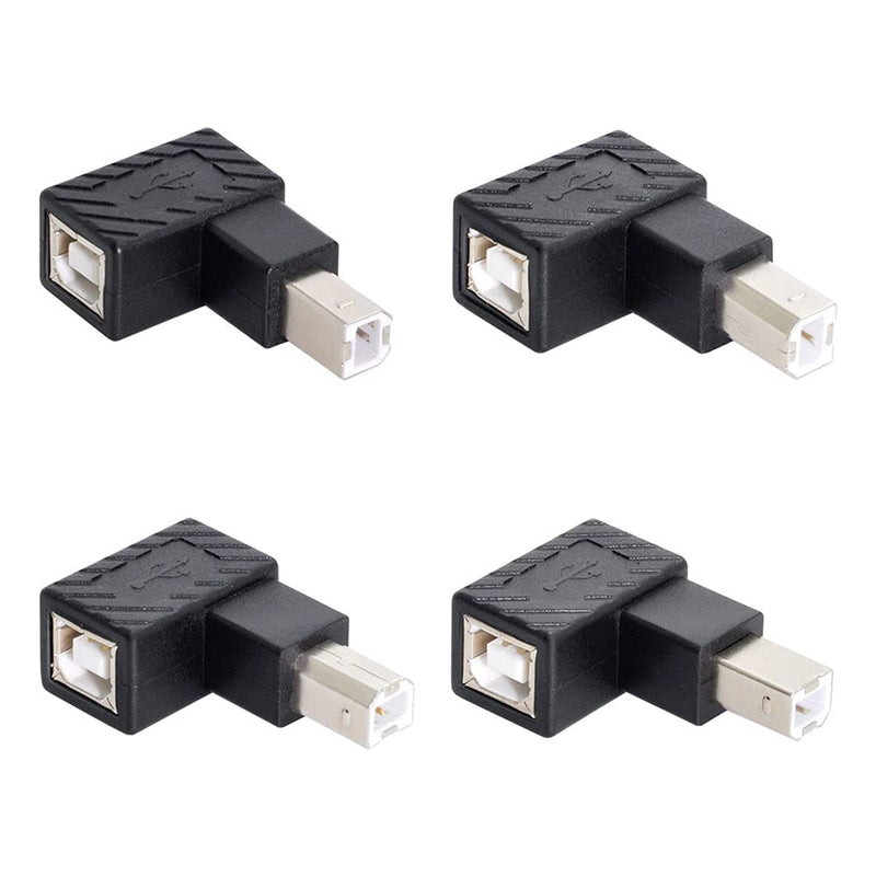 [Australia - AusPower] - Xiwai 4Pcs USB 2.0 B Type Male to Female Extension Adapter Horizontal Vertical Angled 90 Degree for Disk Scanner 