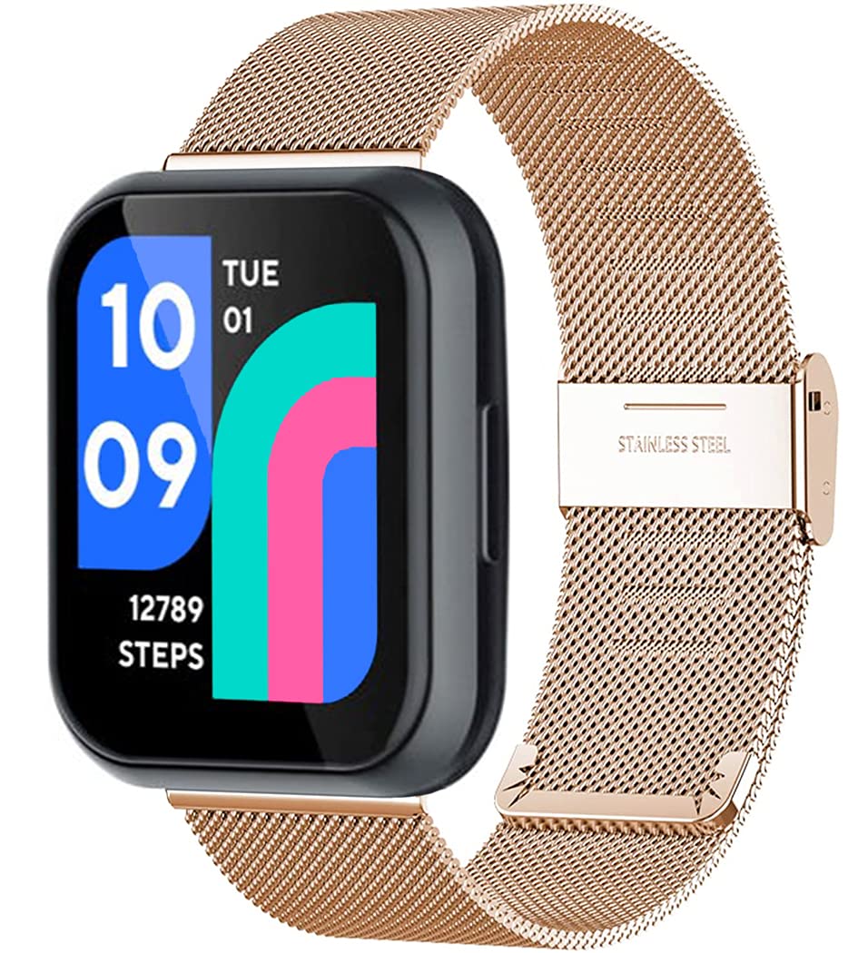 [Australia - AusPower] - Bands Compatible with Wyze Watch 47/44mm for Women Men, Breathable Stainless Steel Metal Mesh Band, Adjustable Replacement Strap for Wyze Smart Watches Rose Gold 