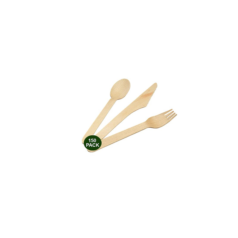 [Australia - AusPower] - Eco Stable Disposable 6.5 inch Birchwood cutlery set. 100% Natural and Renewable, Strong And Attractive Pack of 150 