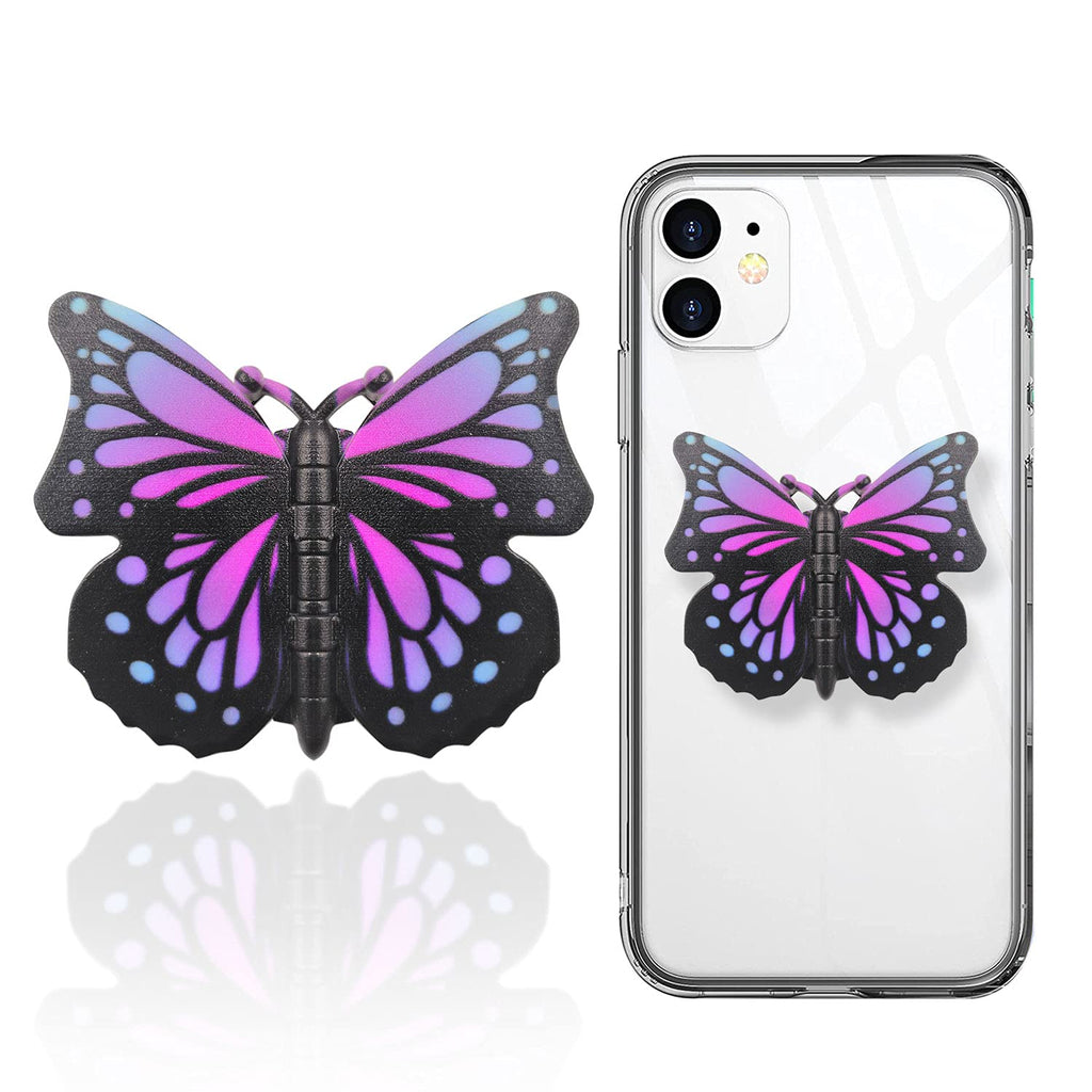 [Australia - AusPower] - Yiminu.DS Cute Butterfly Cell Phone Ring Holder Stand Cute Pattern Painted Collapsible Rotating Phone Grip Finger Back Stand Compatible with All Phone Cases, Blue Purple 