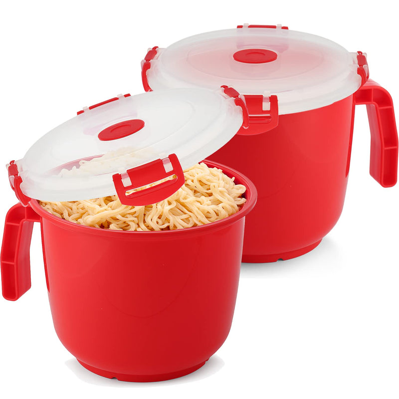[Australia - AusPower] - Tafura Microwave Bowl with Lid [Pack of 2] | Microwavable Soup Bowl with Cover | Ramen Noodle Cup Microwave-safe | Oatmeal Container To-Go. Leakproof, 34 Ounce, BPA Free 
