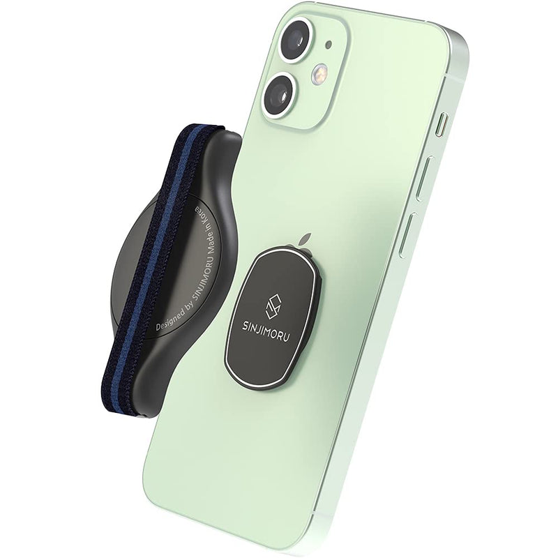 [Australia - AusPower] - Sinjimoru Detachable Wool-Band Phone Grip Holder, Wireless Charging Compatible Cell Phone Holder for Hand for Galaxy & iPhone Case. Sinji Mount Mini Grip Navy Blue 