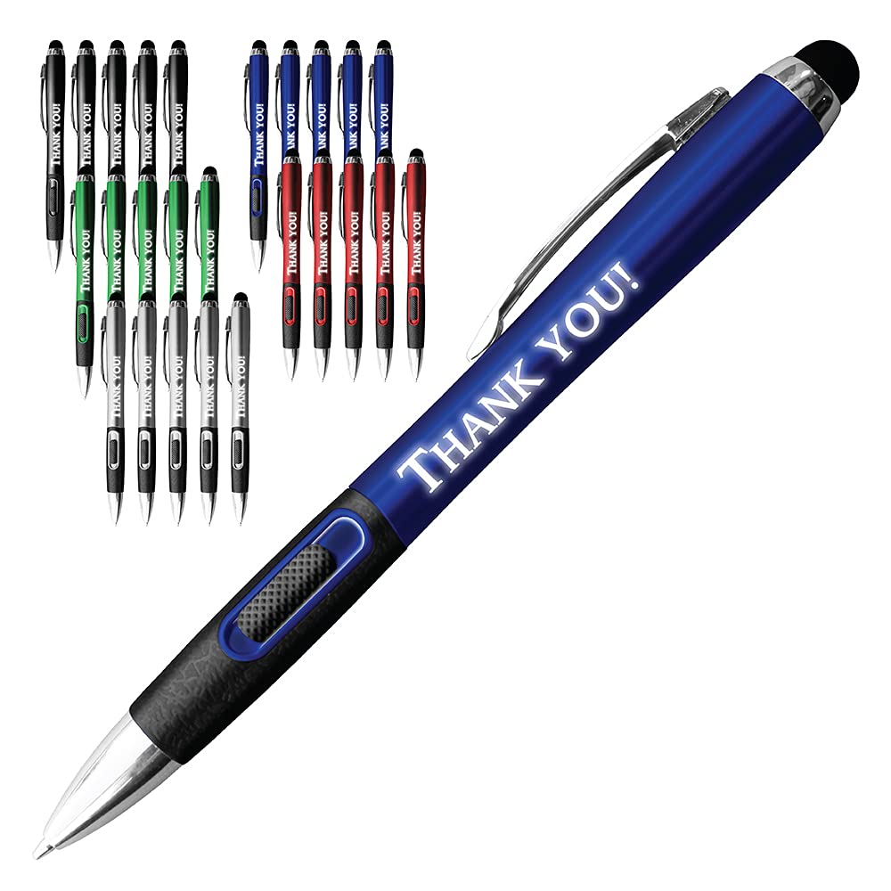 [Australia - AusPower] - Luminant Stylus Pen, Laser Engraved “Thank You”-2 in 1 Stylus Ballpoint Pen – for Tablet, Cell Phone, Kindle and Other Touch Screen Devices (Colors can Vary)-Set of 25 