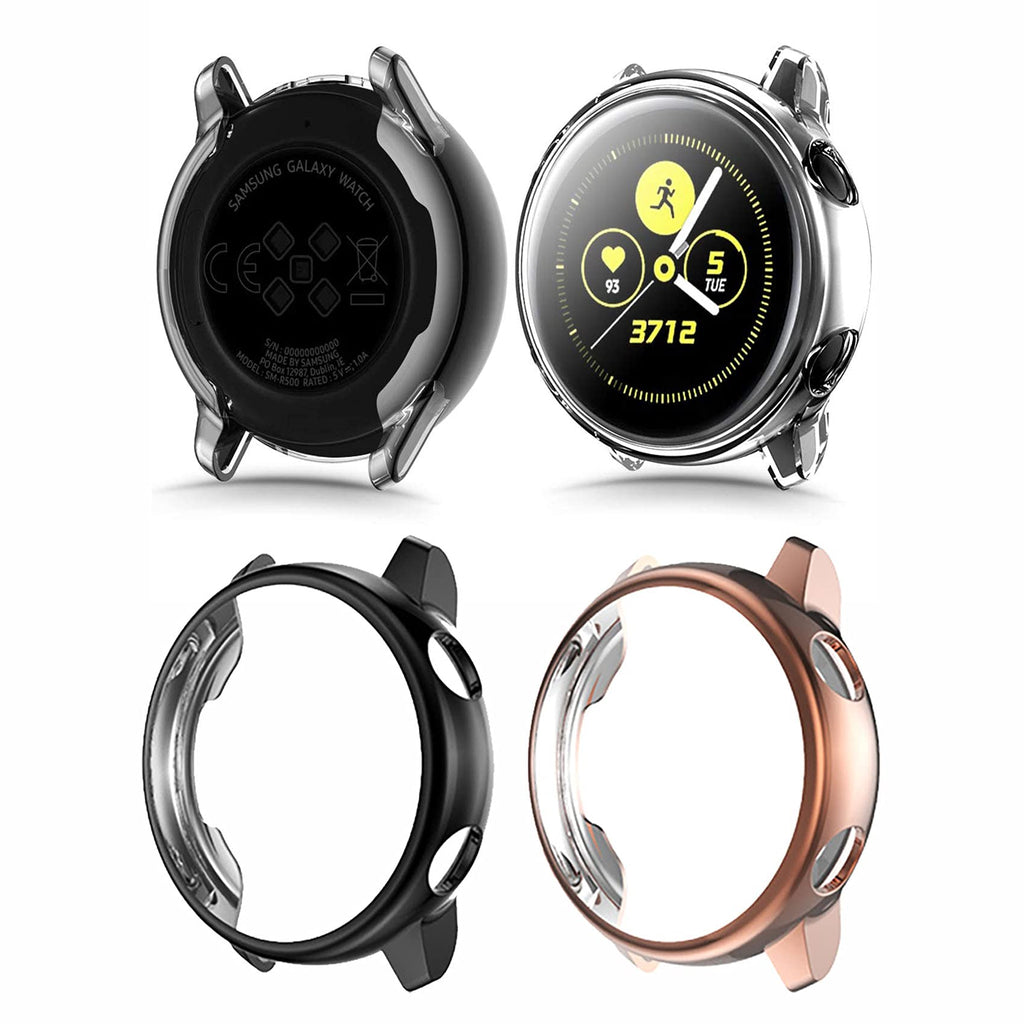 [Australia - AusPower] - 3 Packs Case Compatible with Galaxy Watch Active 2 40mmScreen Protector, Soft TPU Bumper Full Around Screen Protector Cover for Samsung Galaxy Watch Active 40mm 44mm #04 (Black/Rose Gold/Clear) 