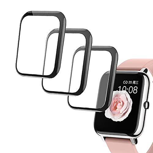 [Australia - AusPower] - smaate 3D Screen Protector for P22, Compatible with Smartwatch P22 Donerton Popglory CanMixs Kalinco PIBO 1.4inch, Dirrelo Fitpolo GT01 1.55inch, 3-Pack, Full Coverage, Curved Edge frame, Anti-Shatter 