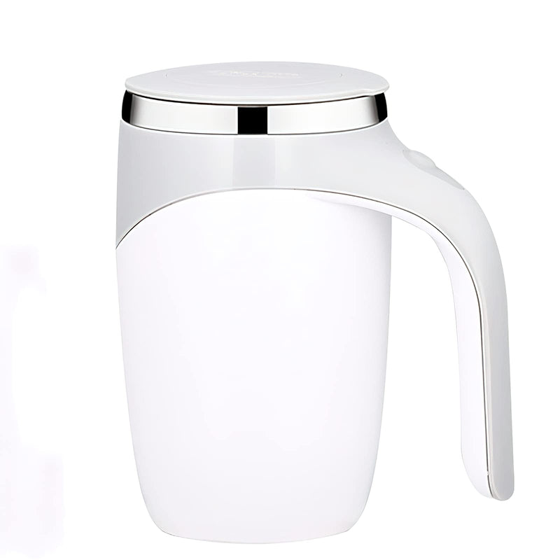 [Australia - AusPower] - Automatic Magnetic Stirring Coffee Mug, Rotating Home Office Travel Mixing Cup，Funny Electric Stainless Steel Self Mixing Coffee Tumbler, Suitable for Coffee, Milk, Cocoa and Other Beverages…… White 
