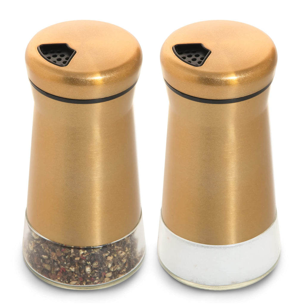 [Australia - AusPower] - bonris Copper Stainless Steel Salt and Pepper Shakers,Clear Bottom Jar Bottle Container with Stainless Steel Top,with Adjustable Pouring Hole Copper plating Double 