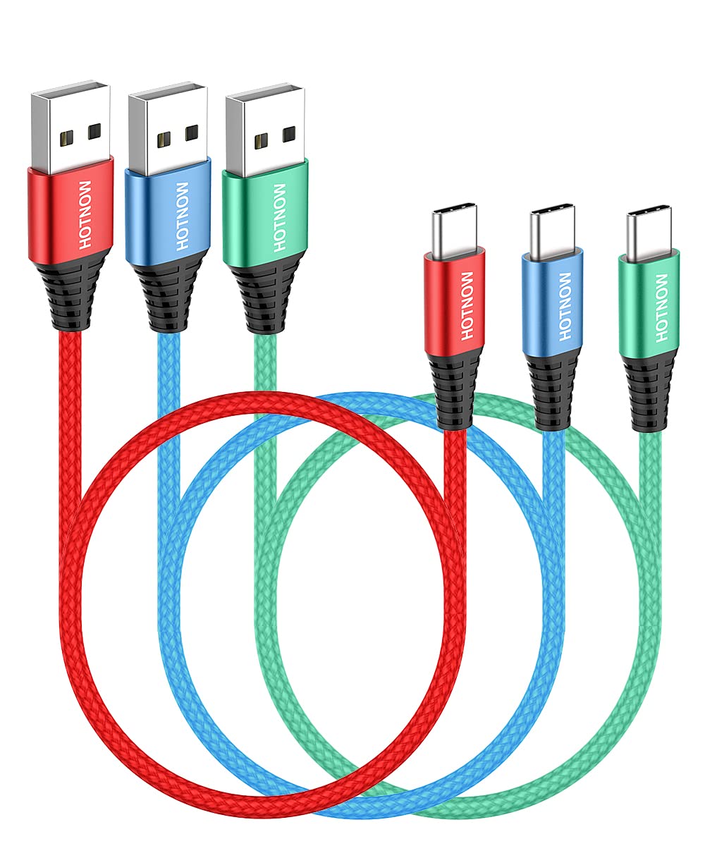 [Australia - AusPower] - USB C Cable 1.5FT 3Pack, HOTNOW 3A Short Fast Charge Braided Cord for Samsung Galaxy S10 S9 S8 Plus Note 9 8,Power Bank and Other Type c Devices 