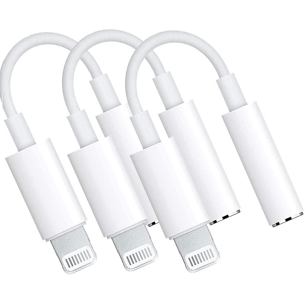 [Australia - AusPower] - 【3 Pack】 Lightning to 3.5mm Headphone Jack Adapter Connector Aux Audio Adapter iPhone Adapter White Support for iPhone 7/7P/8/8P/X/XS MAX/11/11 PM/12/12PM/13/13PM Compatible iOS 10.3 or Later 【COVS】 