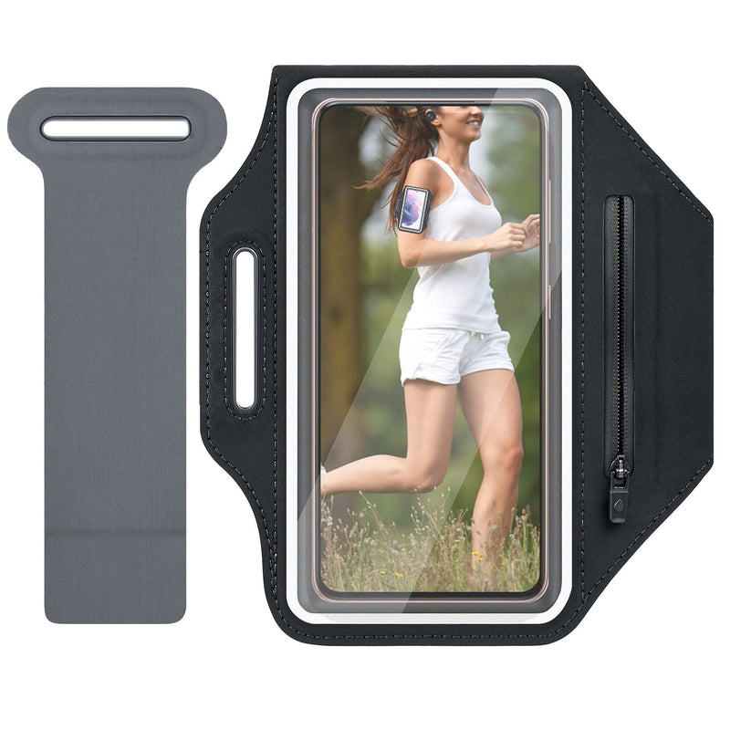 [Australia - AusPower] - COANJIUO Premium Running Armband for Samsung Galaxy S21 S22 S20 Ultra S10 S9 Plus A12 A13 A32 A52 Note 10 Moto iPhone 13 12 11 Universal Sports Cell Phone Adjustable Strap Pocket Key, Black 