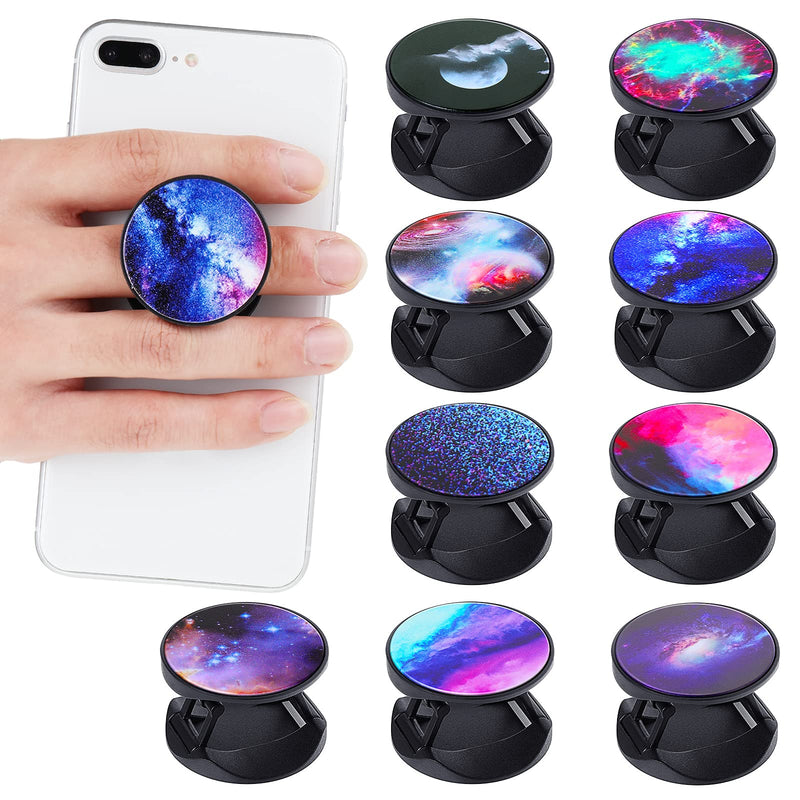 [Australia - AusPower] - 9 Pieces Cell Phone Grip Holder Collapsible Phone Holder Colorful Self-Adhesive Finger Ring Sublimation Phone Holders for Smartphone and Tablets (Nebula) Nebula 