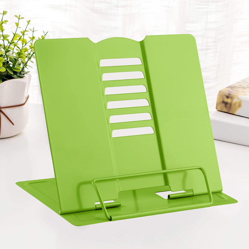 [Australia - AusPower] - MSDADA Book Stand Metal Reading Rest Book Holder Adjustable Cookbook Documents Holder Portable Sturdy Bookstands for Recipes Textbooks Tablet Music Books with Page Clips (Green) Green 