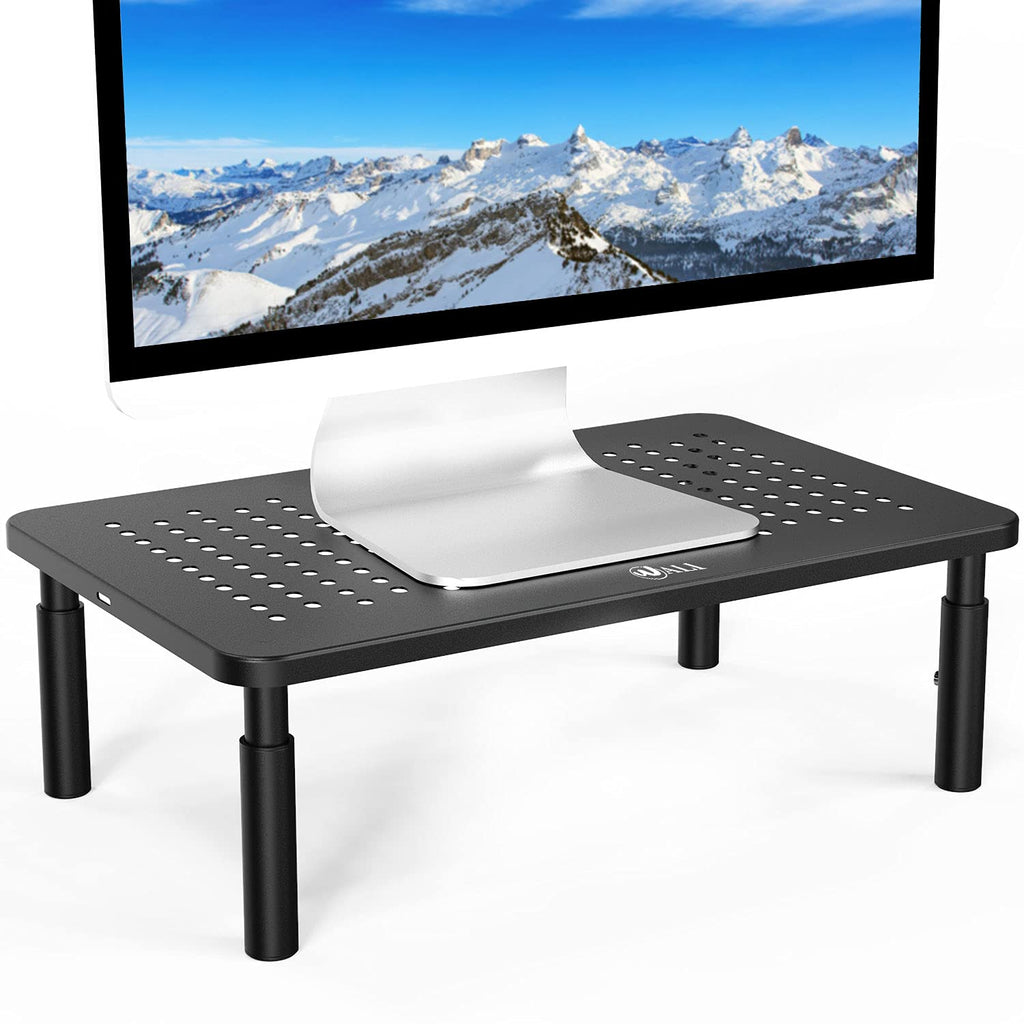 [Australia - AusPower] - WALI Monitor Stand Riser, Adjustable Laptop Stand Riser Holder, 3 Height Adjustable Underneath Storage for Office Supplies (STT003), 1 Pack, Black 