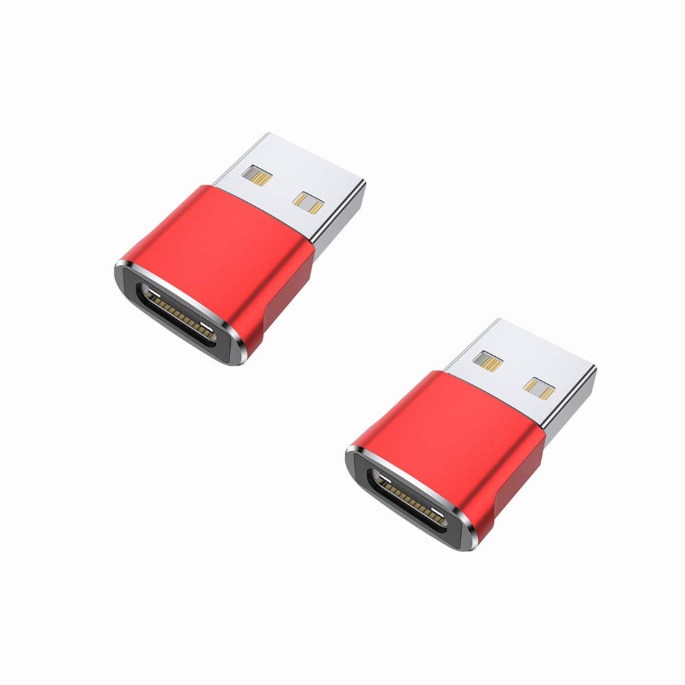[Australia - AusPower] - USB C Female to USB Male Adapter 2-Pack,Type A Charger Block Cable Plug Converter (Red) Red 