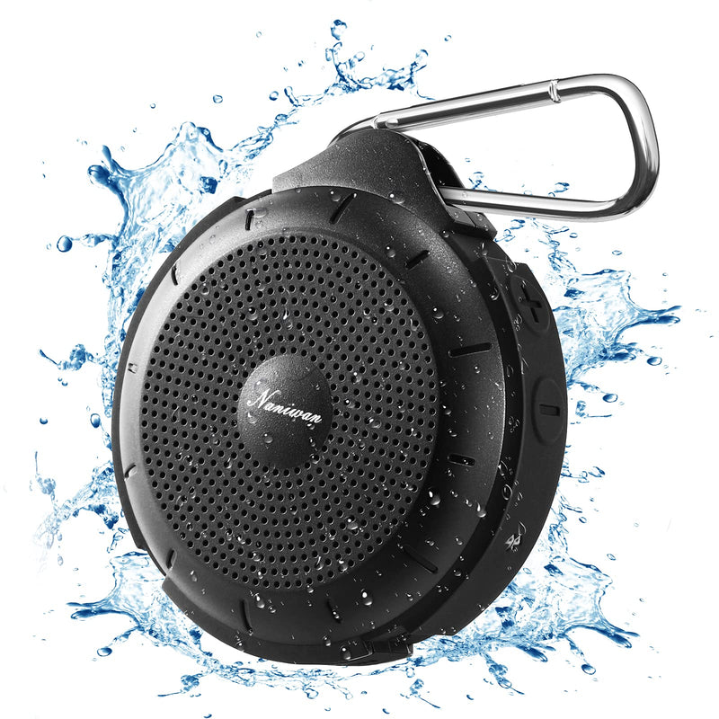 [Australia - AusPower] - NANIWAN Portable Bluetooth Speakers,Wireless Outdoor Speaker with Subwoofer, Waterproof Mini Shower Speaker Support AUX Connection, 12H Playtime, for Outdoor Sports, Beach, Hiking, Camping(Black) 