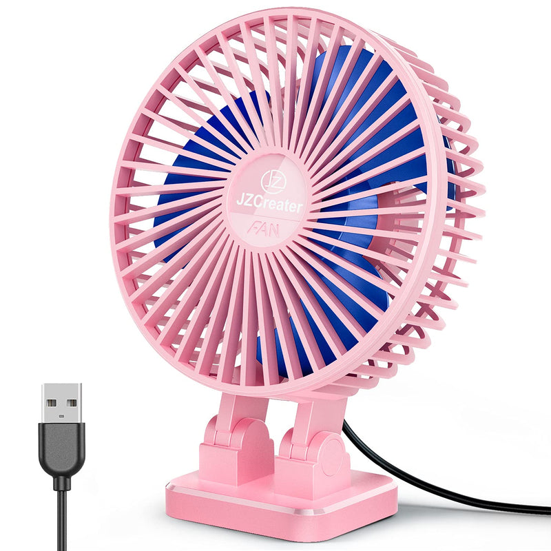 [Australia - AusPower] - JZCreater USB Desk Fan, 5INCH Mini Fan, 3 Speeds Adjustable Desktop Table Cooling Fan in Single Button , Rotation Strong Wind, Quiet Personal Mini Fan for Home Desktop Office Travel,（Pink Blue) Pink Blue 