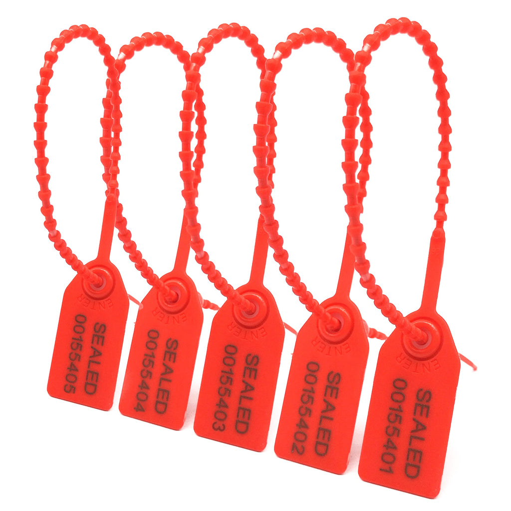 [Australia - AusPower] - FALEYA.WZW 100 Plastic Tamper Seals, Safety Seals for Fire Extinguishers Pull-Tite Security Tags Disposable Numbered Self-Locking Tie Truck Door Seals 250mm (Red) Red 100pc 