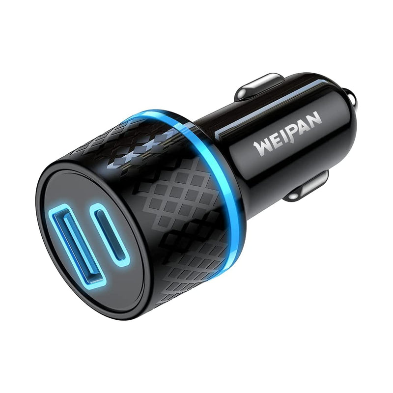 [Australia - AusPower] - USB C Car Charger Adapter,Weipan 42.5W 2 Port Fast Car Charger with Power Delivery & Quick Charge 3.0 Compatible with iPhone12/12 Pro/Max/12 Mini/iPhone 11/Pro/Max/XR/XS/Max/8/8P,iPad Pro 2020,MacBook 