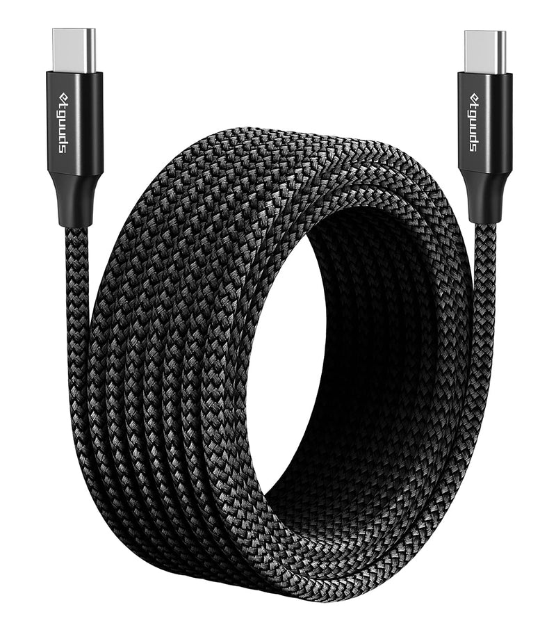 [Australia - AusPower] - Extra Long USB C to USB C Cable [ 16ft/5m ], etguuds PD 60W Type C to Type C Cable Fast Charge, Durable Double Braided Nylon USB-C to USB-C Charger Charging Cord 2.0 - Black 