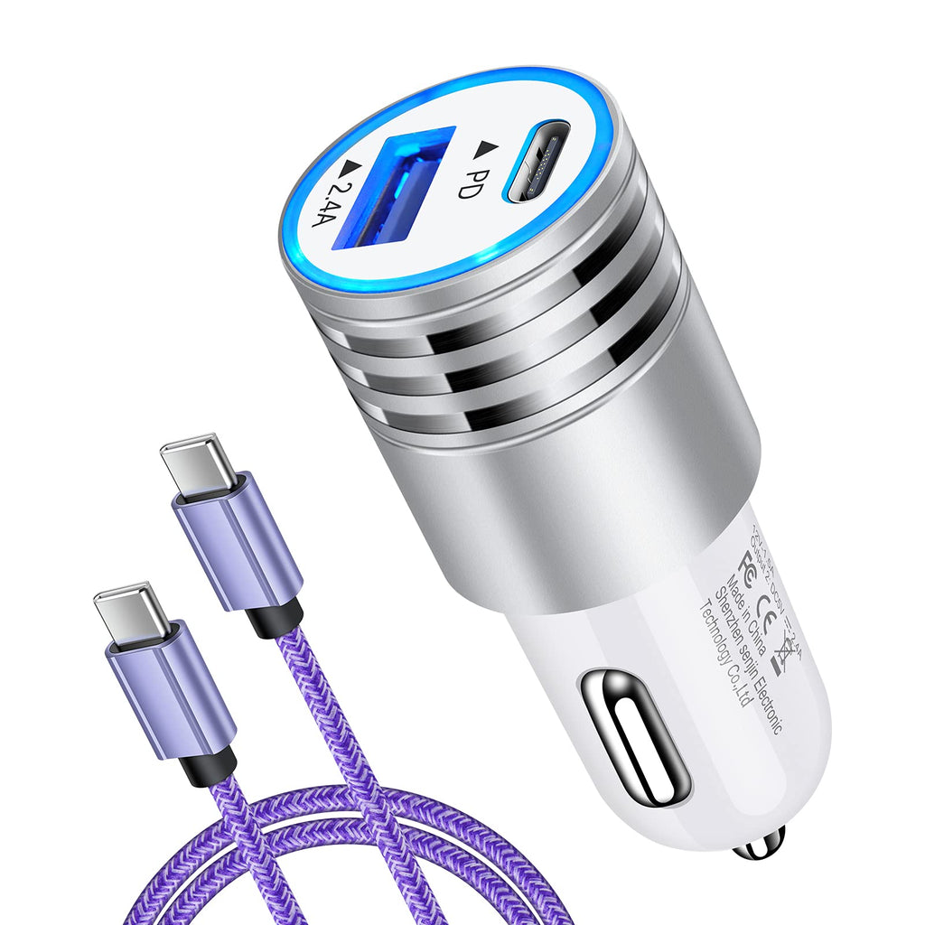 [Australia - AusPower] - USB C Car Charger Fast Charging C Cord for Samsung Galaxy S22 S21 Ultra/S21+/S20 FE/Note 21 Plus 20 S10e S9 A01 A71 A72 A52 A32,LG V60 K51 V50 V40 V30,Oneplus 9 Pro 8 8T 7,30W Phone Automobile Adapter Silver 