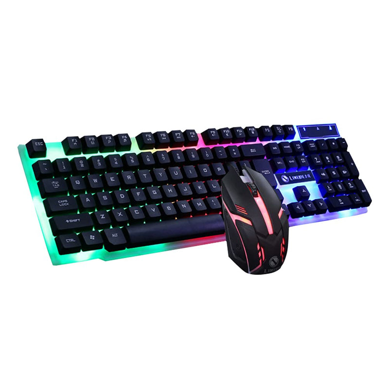 [Australia - AusPower] - CALUOMATT Wired Glow Gaming Competitive Keyboard and Mouse Combo Set USB Keyboard USB Mouse 104 Keys Rainbow Backlight Lightweight for PC Gamers Black 
