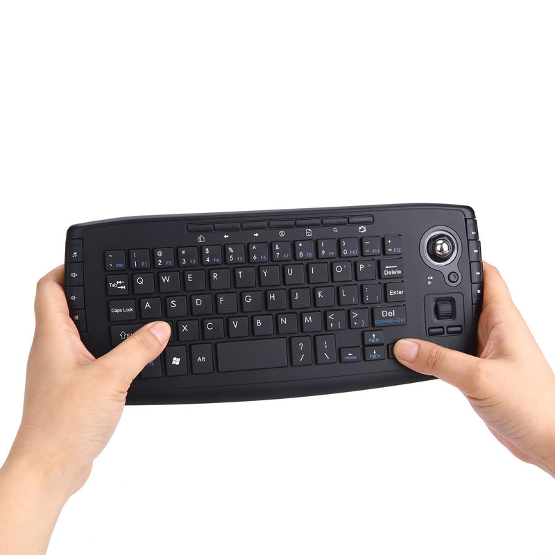 [Australia - AusPower] - Fonicer Multimedia 2.4Ghz Wireless Mini Keyboard with Trackball Mouse Scroll Wheel for PCMacAndroid Tv Box, Remote Controller,X Structure, Black 
