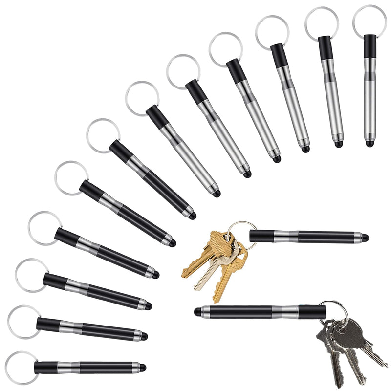[Australia - AusPower] - zhinan 12 Pack Mini Stylus Keychain Pens,Keychain Stylus Pens,Portable Touch Screen Capacitive Stylus,2-in-1 Accessory., Silver，Black Black,Silver 
