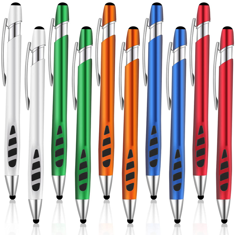 [Australia - AusPower] - 10 Pieces Ballpoint Pen with Stylus Tip, 1.0 mm Black Ink Metal Pen Stylus Pen for Touch Screens, 2 in 1 Stylus Ballpoint Pen 