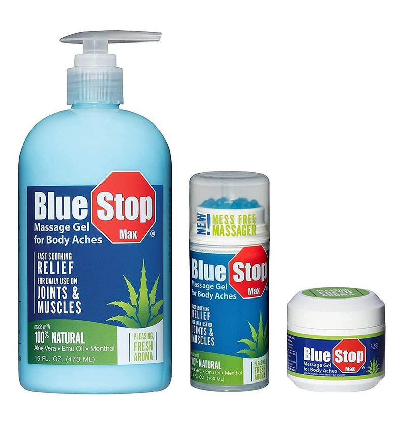 [Australia - AusPower] - Blue Stop Max Trio Bundle - Pump, Jar, Applicator - Every Day, Every Ache. Safe Relief 
