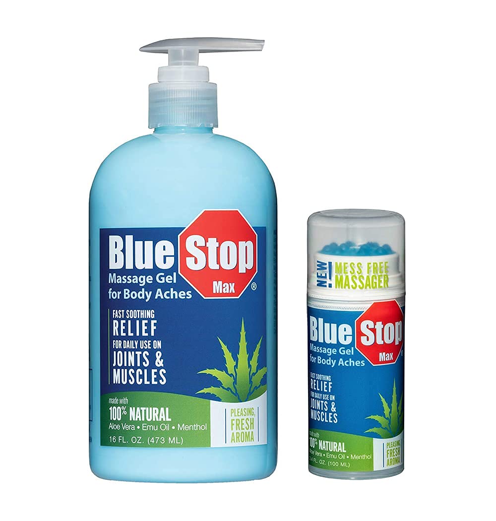 [Australia - AusPower] - Blue Stop Max Pump and Gel Applicator Bundle - Every Day, Every ACHE. Safe Relief - 3 in 1 Product Relieves Body Aches, Supports Joints & Nourishes The Skin 