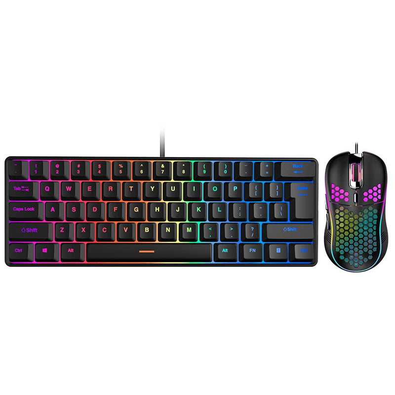 [Australia - AusPower] - 60% Gaming Keyboard with RGB Backlight, Compact Mini Light up Keyboard for PC Mac Laptop, Suit for Typing and Gaming (Black-61) 